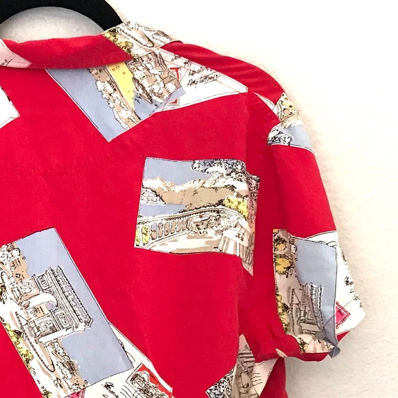 Liz Claiborne Vintage 100% Silk Europe Shirt in Red Sz Large - Picture 4 of 6